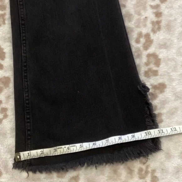 We The Free Black Denim Distressed Raw Hem Flare Boho Mid-Rise Jeans, Size 26 - Picture 14 of 15